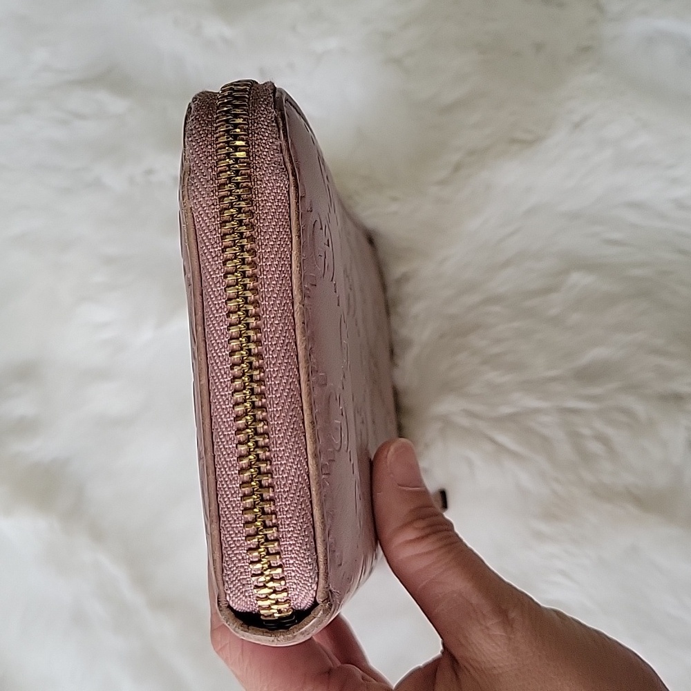 !!Great Condition!! GUCCI GG Guccissima Leather Zip Around Zippy Wallet - Pink - Picture 5 of 9